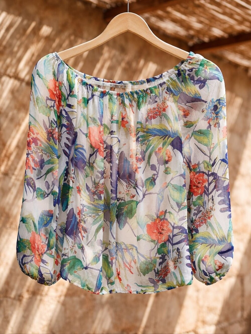 Philosophy, Sheer Floral Off-Shoulder Blouse in Multi-Color